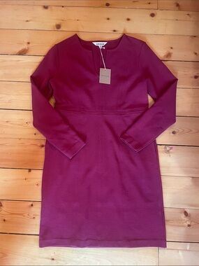 Boden Ruby Red Ottoman Long-Sleeve Sheath Dress